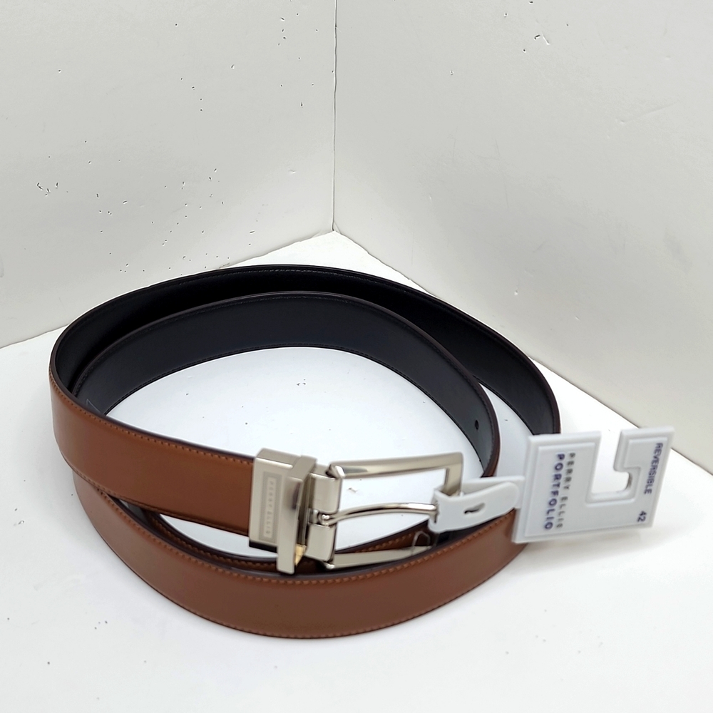PERRY ELLIS REVERSIBLE BLACK & LIGHT BROWN BELT